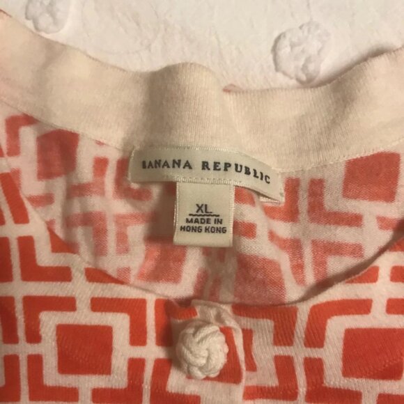 Banana Republic Burnt Orange/Cream Geometric Print Long Sleeve Cardigan - Picture 5 of 8